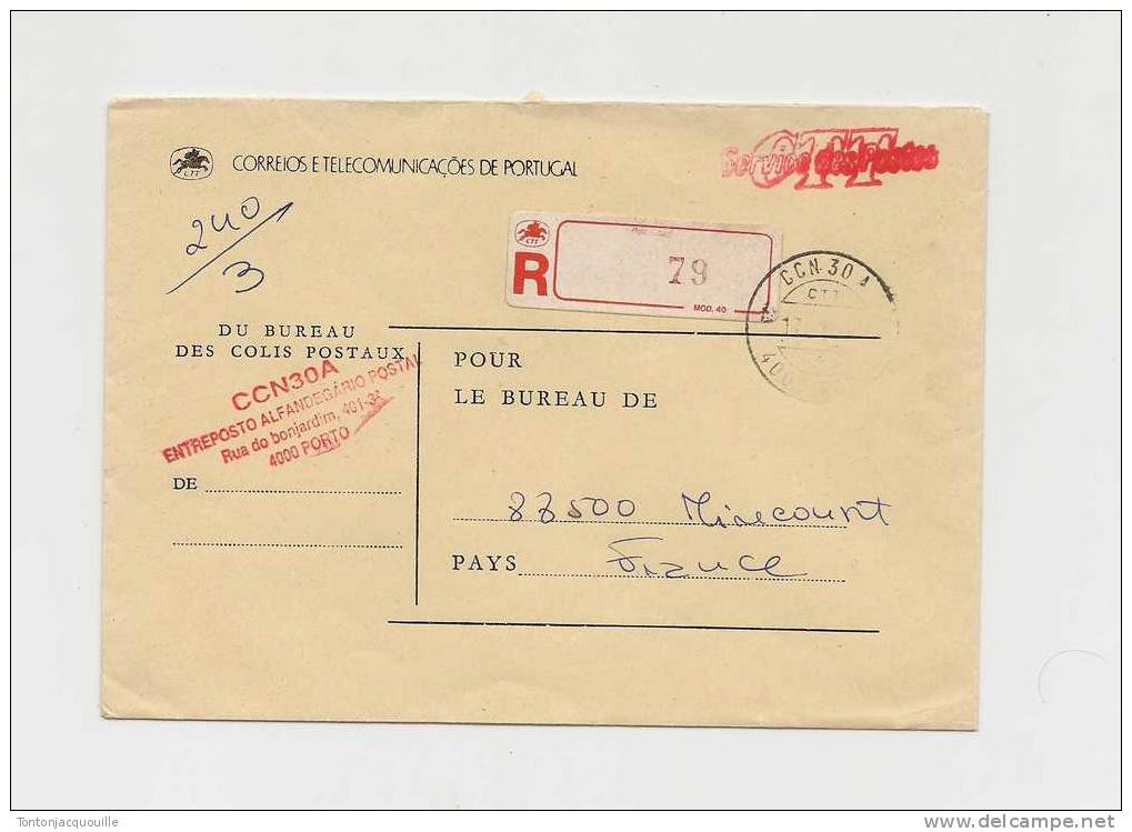 LETTRE RECOMANDEE DE PORTO  ++  PORTUGAL - Lettres & Documents