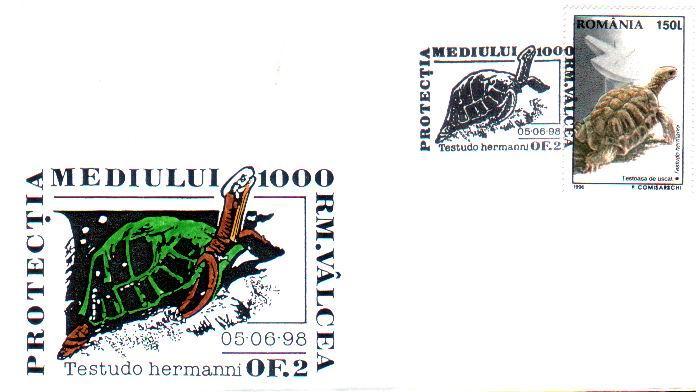 Romania 1998 Special Cover Obliteration Concordante, Stamp  Turtles,nice. - Schildkröten