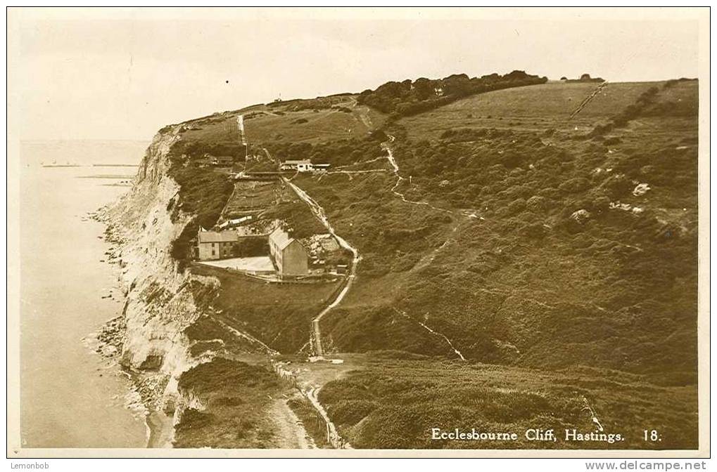 Britain United Kingdom - Ecclesbourne Cliff, Hastings 1930s Used Postcard [P176] - Hastings