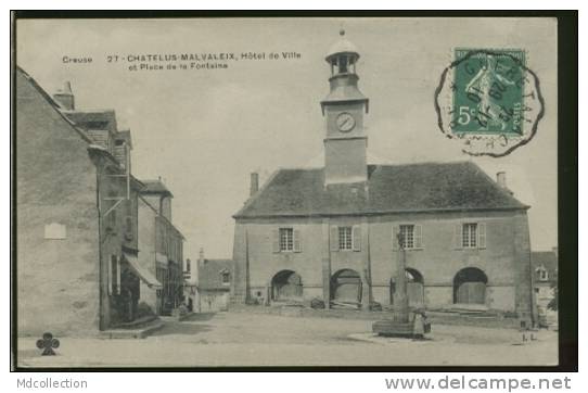 23 CHATELUS MALVALEIX /  Hôtel De Ville Et La Place De La Fontaine  / - Chatelus Malvaleix