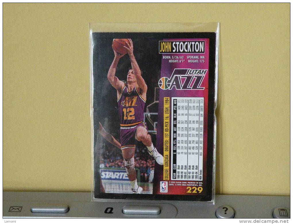 UTAH JAZZ, 94/95- Carte  Basketball- John STOCKTON - N.B.A . N° 229. 2 Scan - Utah Jazz