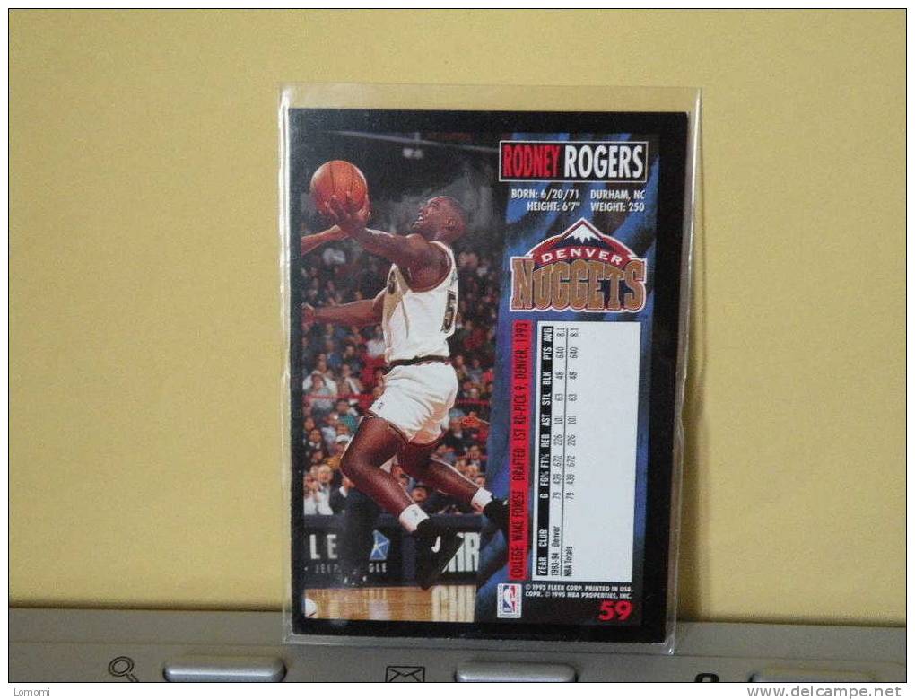 DENVER NUGGETS, 94/95- Carte  Basketball - Rodney Rogers - N.B.A . N° 59. 2 Scan - Denver Nuggets
