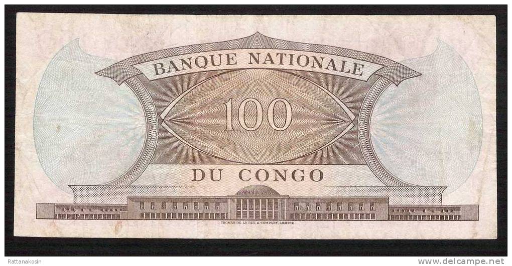 CONGO P6  100  FRANCS    15.11.1961    VF  2 P.h. - Unclassified