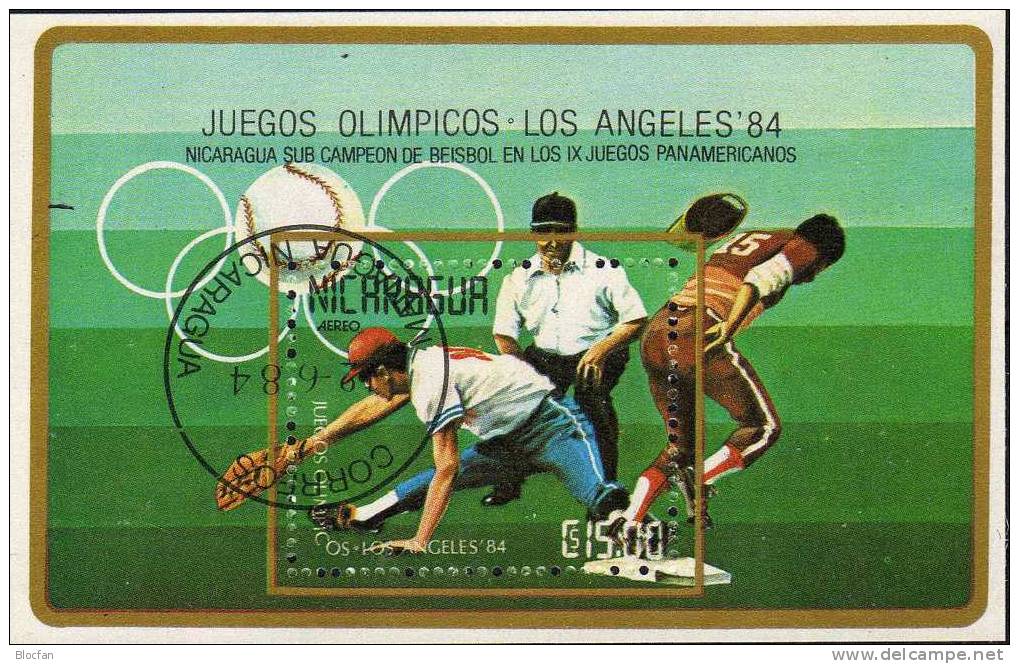 Baseball 1984 Sommer Olympiade Los Angeles Nikaragua 2529+Block 159 O 4€ Ballsport Bloc M/s Sheet Bf Olympics - Summer 1984: Los Angeles