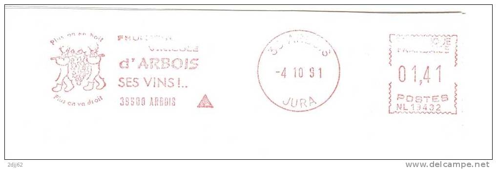 Cru, Arbois, Jura, Grappe - EMA Secap Irrégulière - Fragment 14,5 X 5 Cm   (B0942) - Vins & Alcools