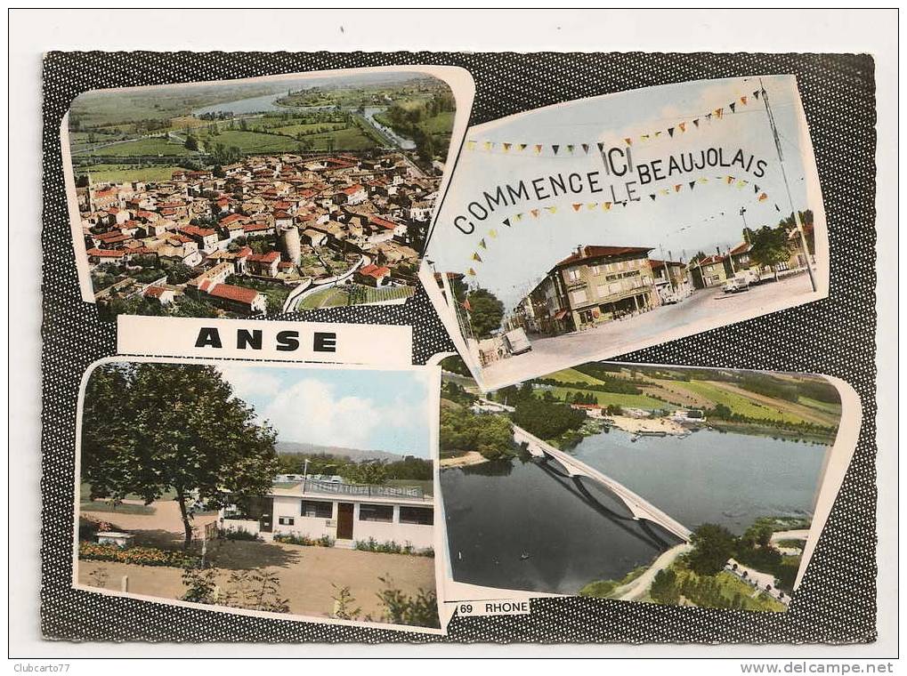 Anse (69) : 4 Vues Dont Place Principale En 1970 (animée). - Anse