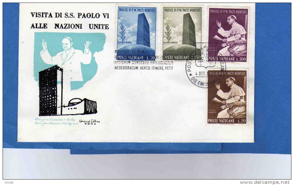 Lettre Avion-VATICAN-VISITE DU PAPE  PAULVI- AUX  NATIONS UNIES 1965 - Machines à Affranchir (EMA)