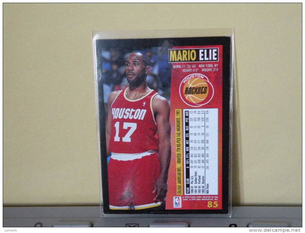 Houston Rockets, 94/95- Carte  Basketball - Mario ELIE - N.B.A . N° 85. 2 Scan - Houston Rockets