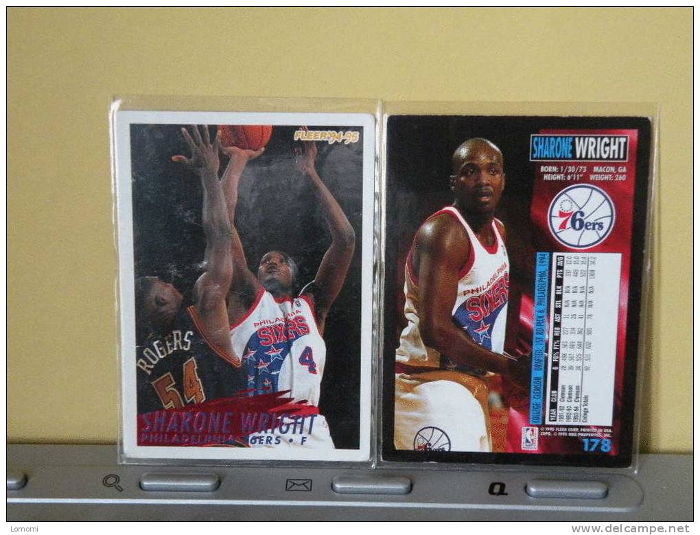 Philadelphia 76ers, 94/95- Carte  Basketball - Sharone Wright - N.B.A . N° 178. 2 Scan - 1990-1999