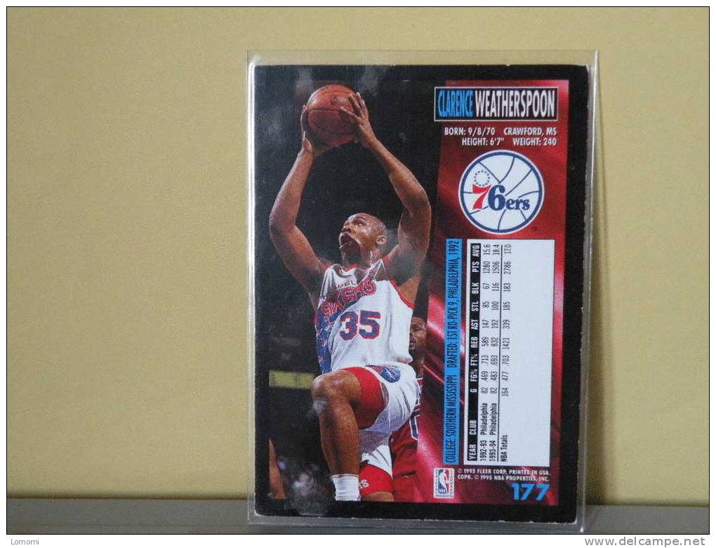 Philadelphia 76ers, 1994/95- Carte  Basketball - Clarence WEATHESPOON - N.B.A . N° 177. 2 Scan - Philadelphia 76ers