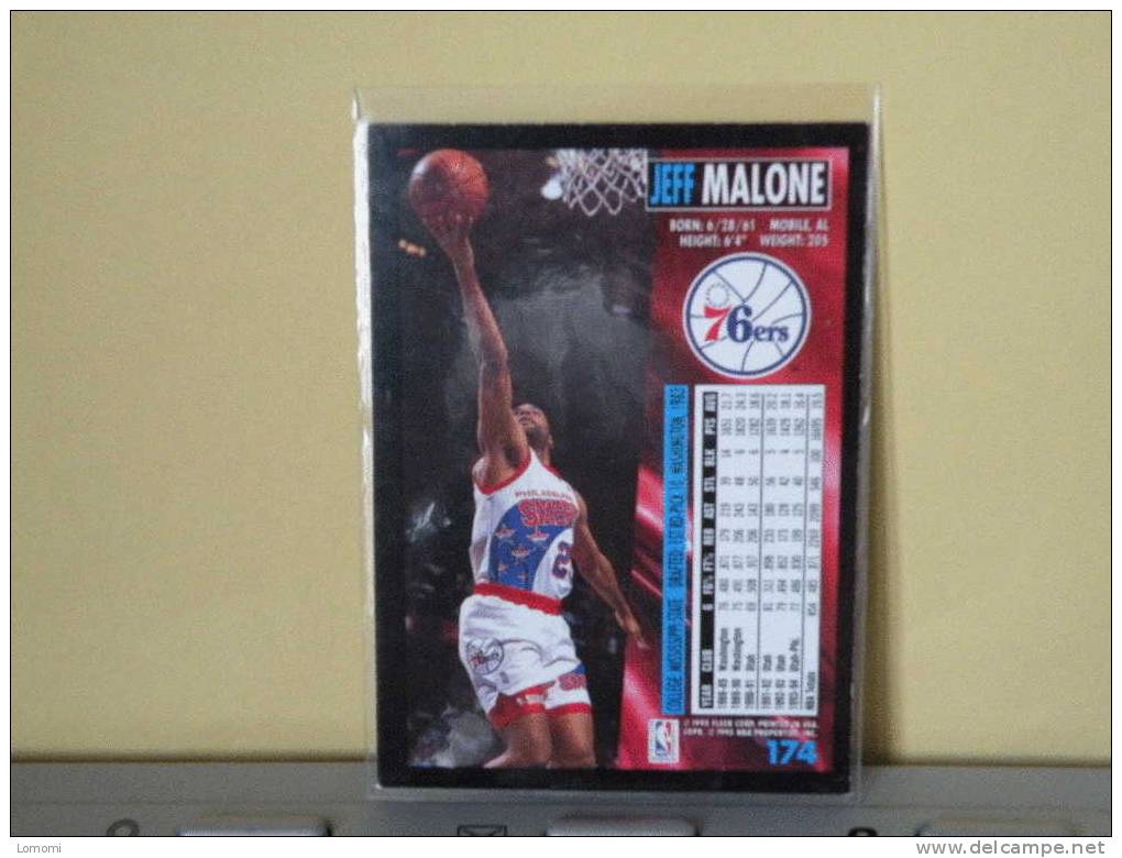 Philadelphia 76ers, 94/95- Carte  Basketball - Jeff MALONE - N.B.A . N° 174. 2 Scan - Philadelphia 76ers