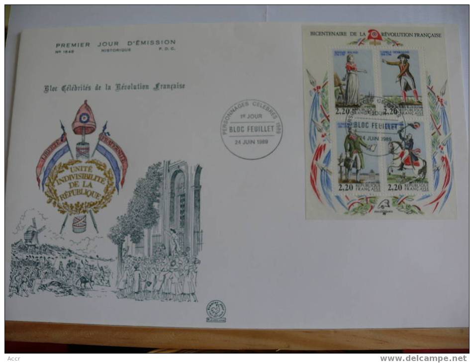 France FDC 1989 BF 10 Bicentenaire De La Révolution. Célébrités. Grande Enveloppe. - Usados