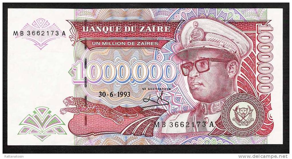 ZAIRE P45d    1.000.000  ZAIRES  30.6.1993 #MB--A    UNC. - Zaire