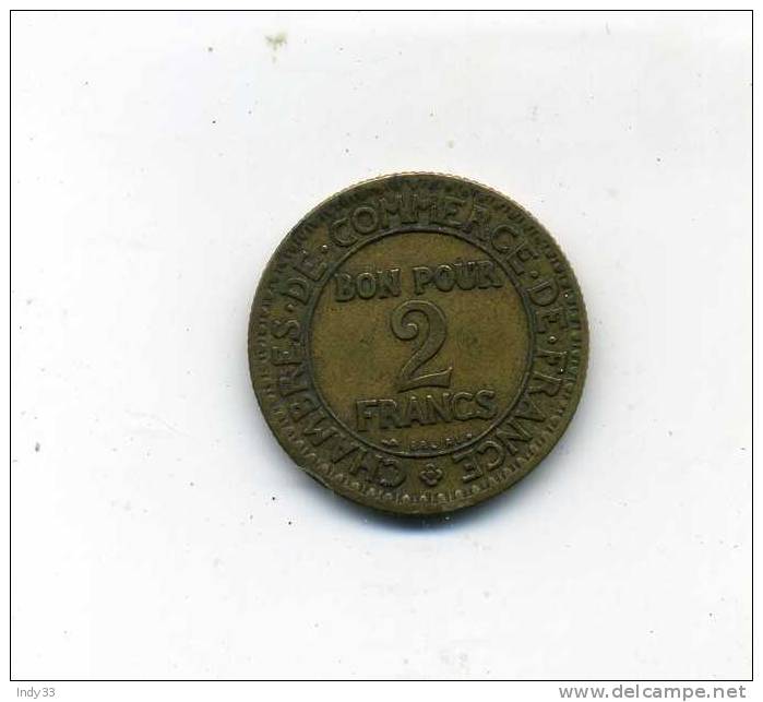 - JETON FRANCE . MONNAIE DE NECESSITE . BON POUR 2 FRANCS . CHAMBRES DE COMMERCE 1924 - Monetary / Of Necessity