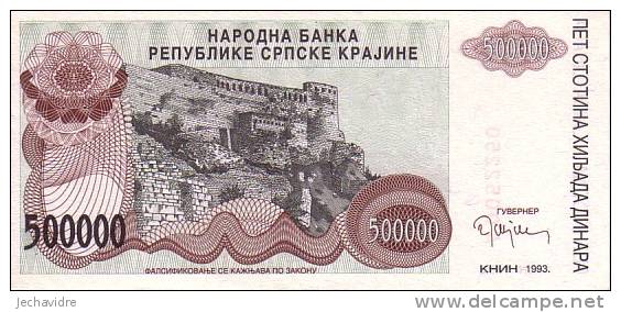 CROATIE  500 000 Dinara  Emission De 1993   Pick R23   ***** QUALITE  XF ***** - Croatia