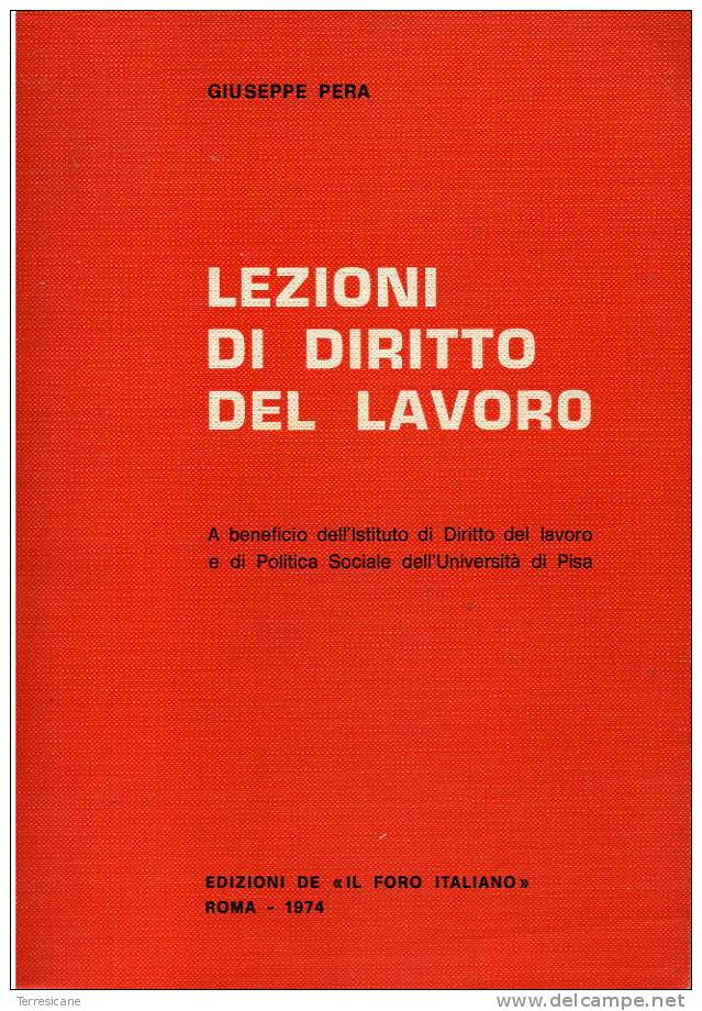 X 3F LEZIONI DI DIRITTO DEL LAVORO	 GIUSEPPE PERA	FORO ITALIANO	1974 - Diritto Ed Economia