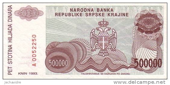 CROATIE  500 000 Dinara  Emission De 1993   Pick R23   ***** QUALITE  XF ***** - Croazia