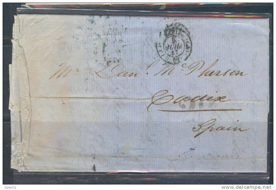 ESCAP-3417DM.CARTA DE PARIS  A CADIZ.1858.(sin Sello)MUY BONITA - ...-1850 Voorfilatelie