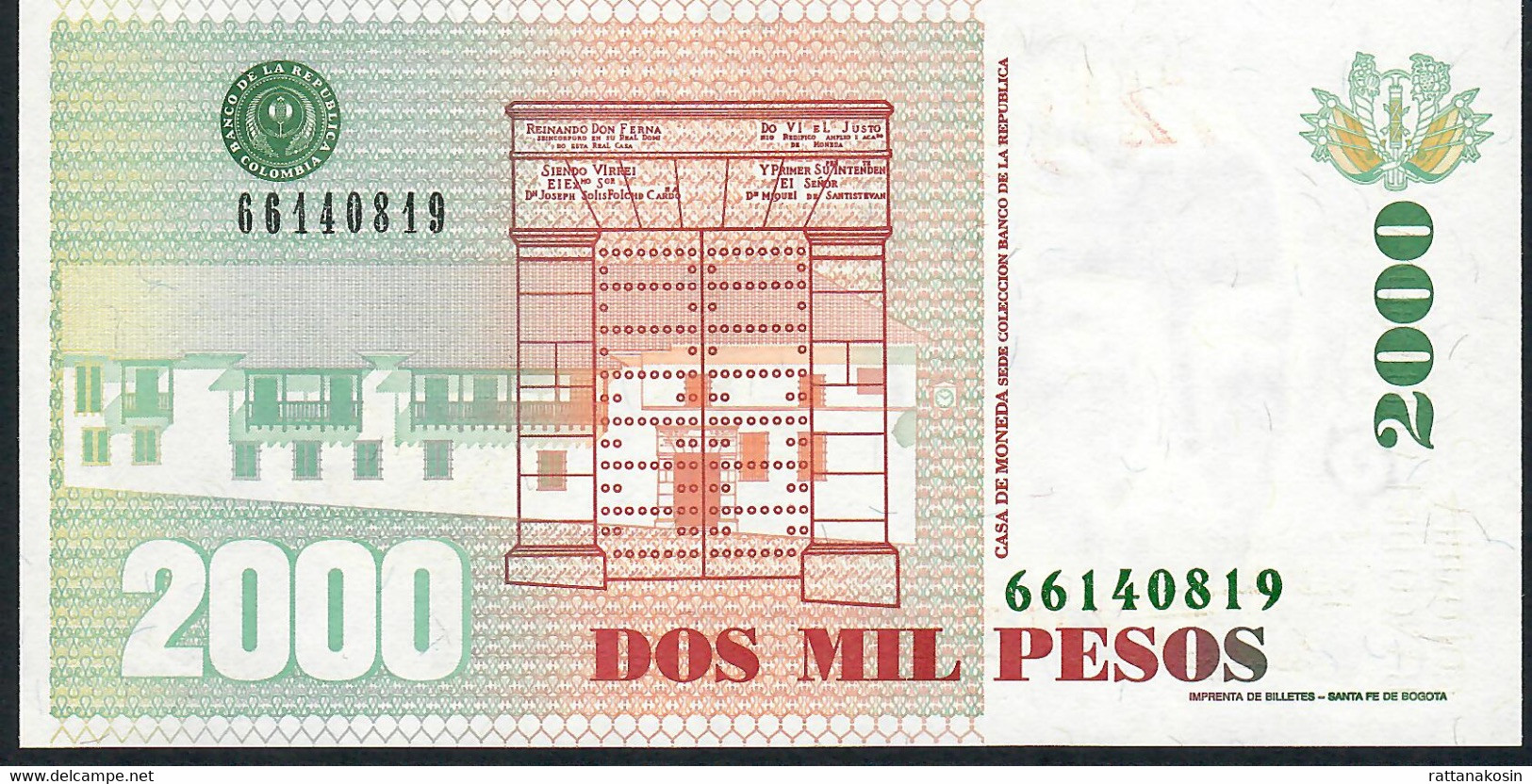 COLOMBIA P445d     2000   PESOS   7.8.1998    UNC. - Colombie