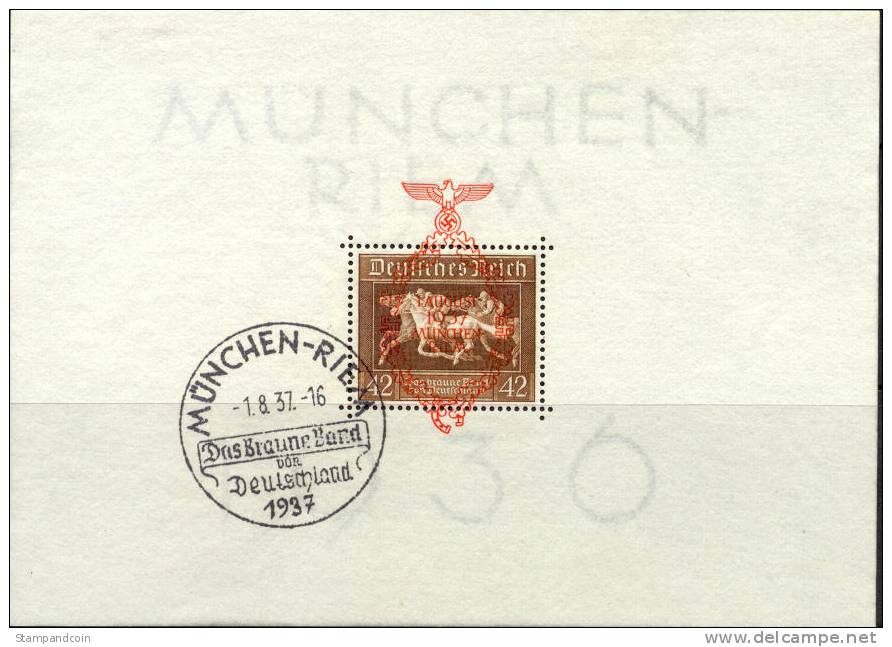 Germany B105 Used Semi-Postal Souvenir Sheet From 1937 - Bloques