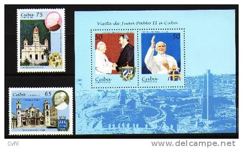 CUBA 1998 - VISITE DE S.S. PAPE JEAN-PAUL II (2 + BF) - Unused Stamps