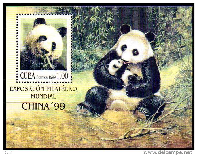CUBA 1999 - International Stamp Expo CHINA'99 - PANDAS (BF) - Nuevos