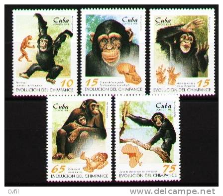 CUBA 1998 - LE CHIMPANZÉ ET SON ÉVOLUTION (5) - Ongebruikt