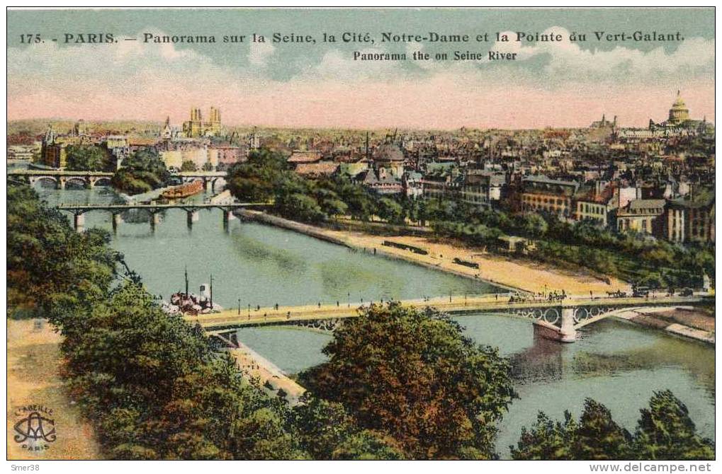 75 - PARIS - Panorama Sur La Seine , La Cite,Notre Dame..... - CPA Colorise - The River Seine And Its Banks