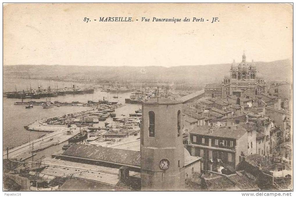 13 - Marseille - Vue Panoramique Des Ports - JF. 87 (circulée 1919) - Joliette