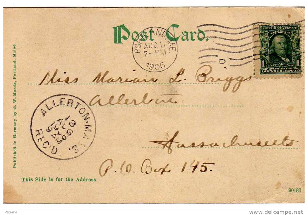 Postal PORLAND .ME ( Usa) 1906, Post Card - Covers & Documents