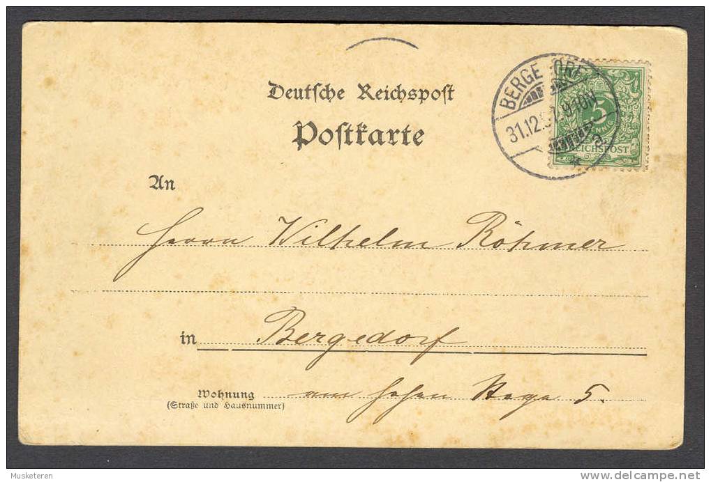 Germany Hamborg Gruss Aus Bergedorf 1897 Schloss Castle Chateau Deutsche Reichspost Postkarte Deluxe Cancel BERGEDORF - Bergedorf