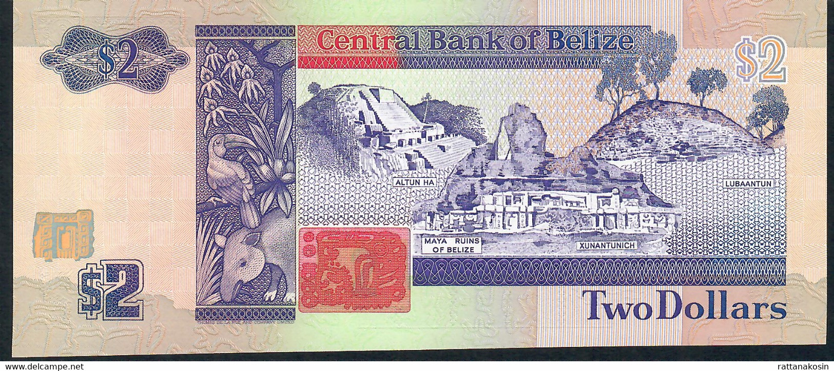 BELIZE   P52b  2   DOLLARS    1991 # AC     UNC. - Belice