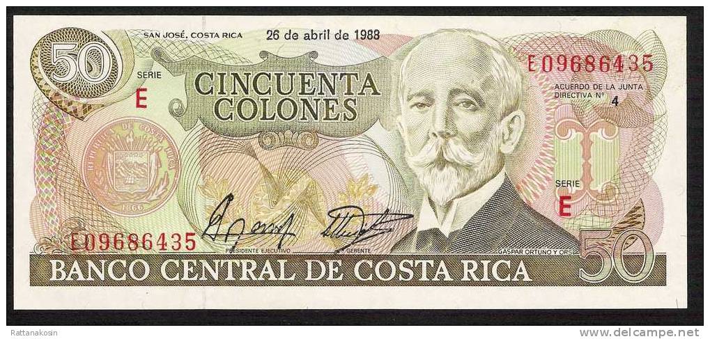 COSTA RICA   P253  50  COLONES    1988  Serie E  UNC. - Costa Rica