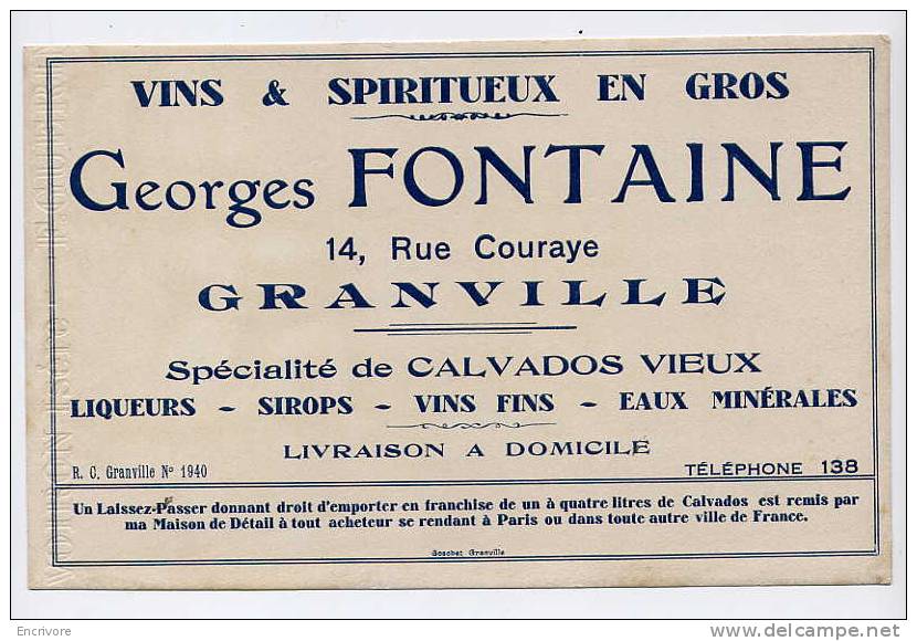 Buvard Georges FONTAINE Calvados Liqueurs GRANVILLE - Drank & Bier