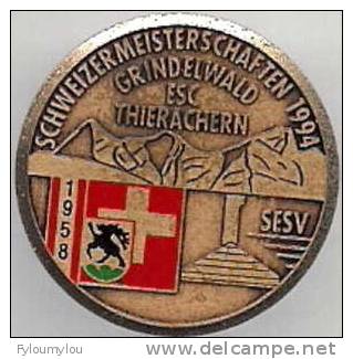 SPORTS - Beau Pin´s Eisstock SESV - Schweizer Meisterschaften Grindelwald 1994 - Curling - Blason "Grison" - Winter Sports