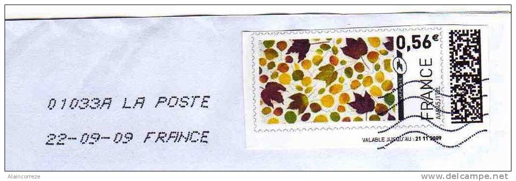 Vignette Sur Enveloppe Entière Montimbrenligne Feuiles D'arbre En Automne - Autres & Non Classés