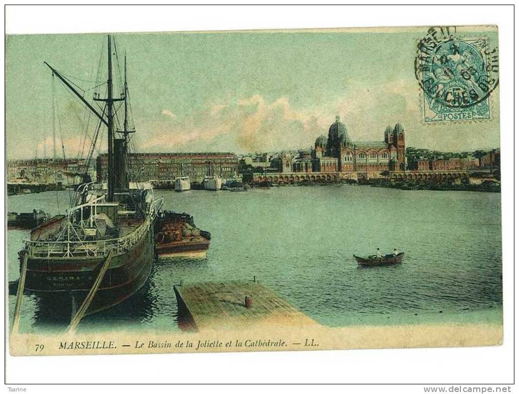 13 - Marseille En Carte Colorisée : Bassin De La Joliette Et Cathédrale - Joliette