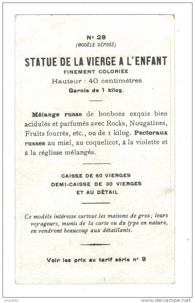 Chromo Carte Pour Les Voyageurs N° 29 - JOHN TAVERNIER - Verso Statue Religion Contenance 1 Kg Bonbons - Autres & Non Classés