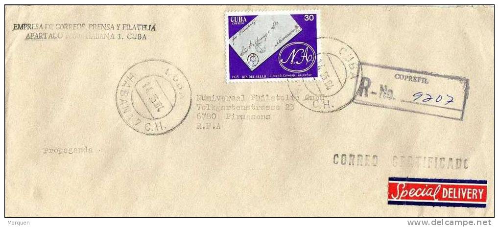 Carta Aerea Certificada La Habana (Cuba) 1984 - Briefe U. Dokumente