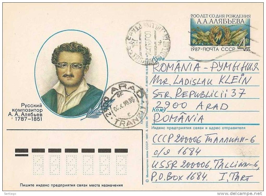 Carte Postale / Briefkaart /  Post Card : From TALLINN ( Estland ) To ARAD ( Roemenie ) 1990 - Entiers Postaux