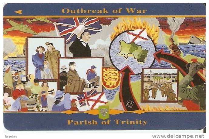 JER-113 TARJETA DE JERSEY DE LIBERATION- OUTBREAK OF WAR (39 JERJ) - Jersey En Guernsey