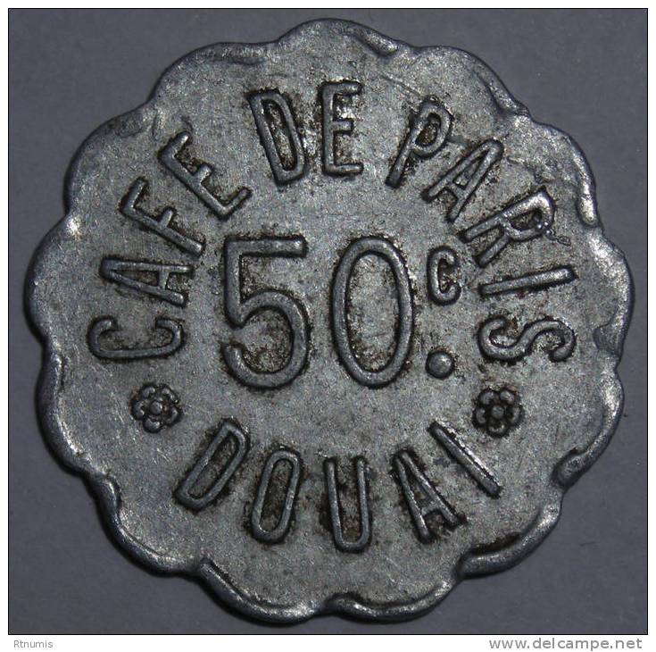 NON REFERENCE Douai 59 Café De Paris 50 Centimes - Monétaires / De Nécessité