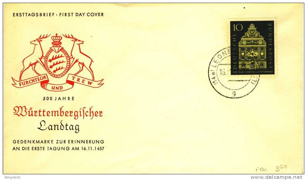 1957 Germany  CACHET FDC " Landtag Wuerttemberg" - Other & Unclassified