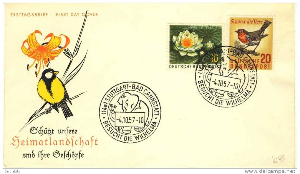 1957 Germany  CACHET FDC " NATURE PROTECTION" Lovely Birds First Day Cover - Autres & Non Classés