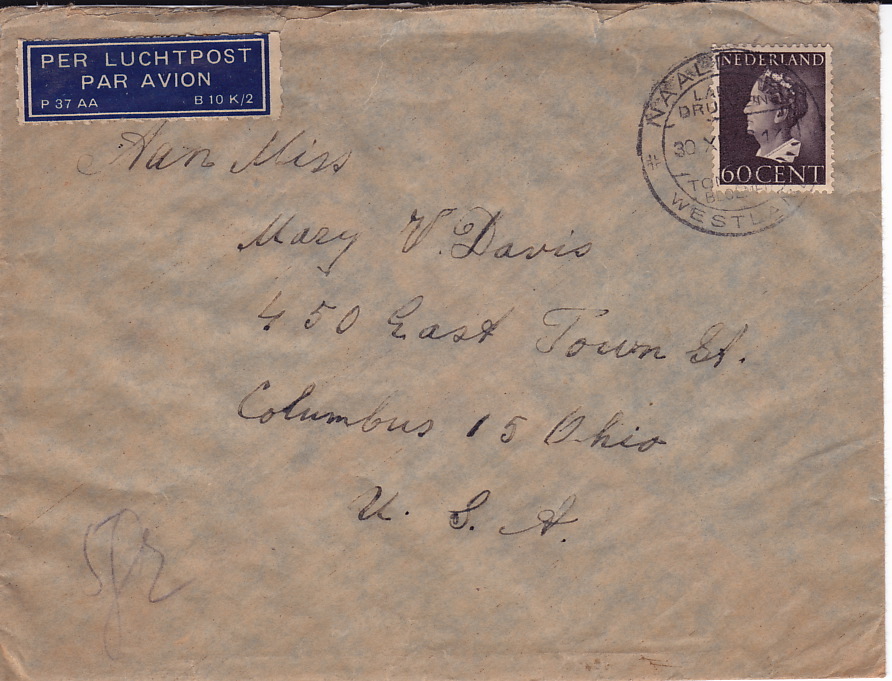 1949  NVPH 345 Enkelfrankering  Naar USA - Brieven En Documenten