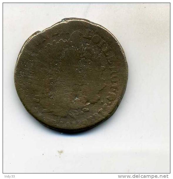 - FRANCE 1798/95 . MONNAIE CONSTITUTIONNELLE . 2 SOLS LOUIS XVI ROI DES FRANCOIS ET FAISCEAU 1792 . ATELIER N - Autres & Non Classés