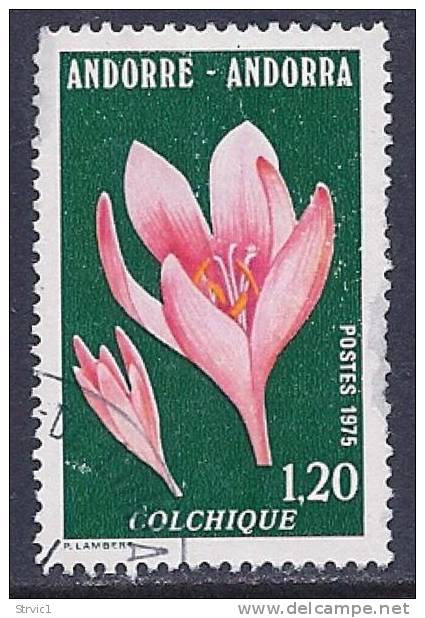 Andorra, Fr., Scott # 240 Used Flower, 1975, Fault At Rt. Edge - Gebraucht