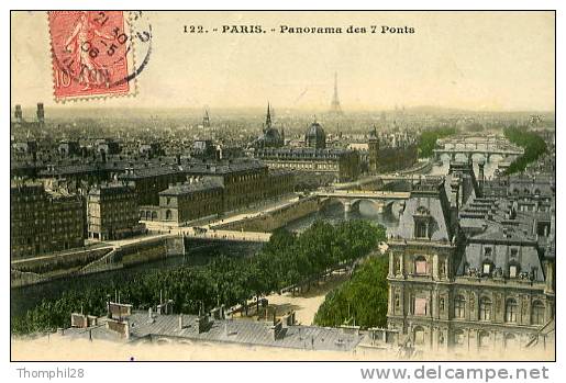 PARIS - Panorama Des 7 Ponts - Carte Colorisée - Die Seine Und Ihre Ufer