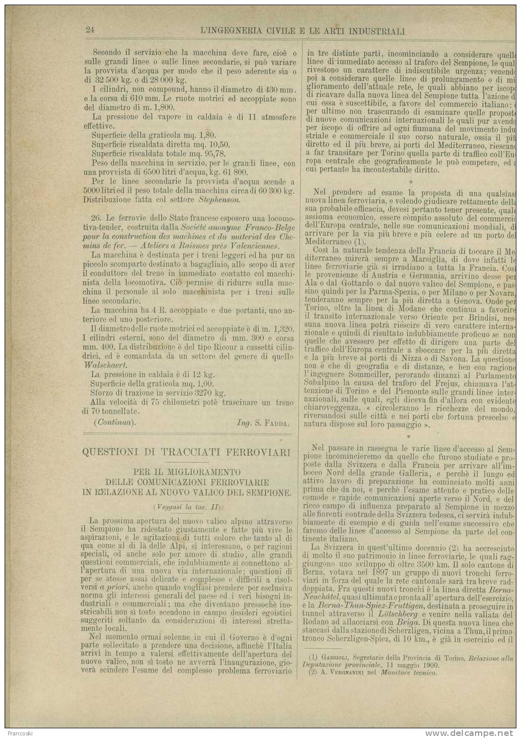 Expo Parigi 1900-Treno,locomotiva,materiale Ferroviario,ferrovia,train-Da -INGEGNERIA Civile- Articolo - Textes Scientifiques