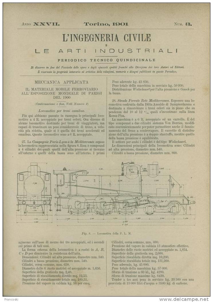 Expo Parigi 1900-Treno,locomotiva,materiale Ferroviario,ferrovia,train-Da -INGEGNERIA Civile- Articolo - Scientific Texts